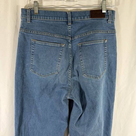 LL Bean Jeans Women's 12 Tall Blue Button Zip High Rise Mom Jean Cotton Blend - Picture 9 of 11